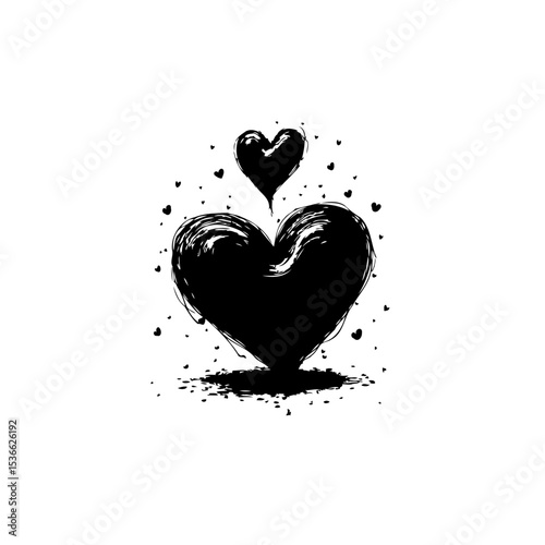 Abstract black heart illustration conveying love and artistic expression