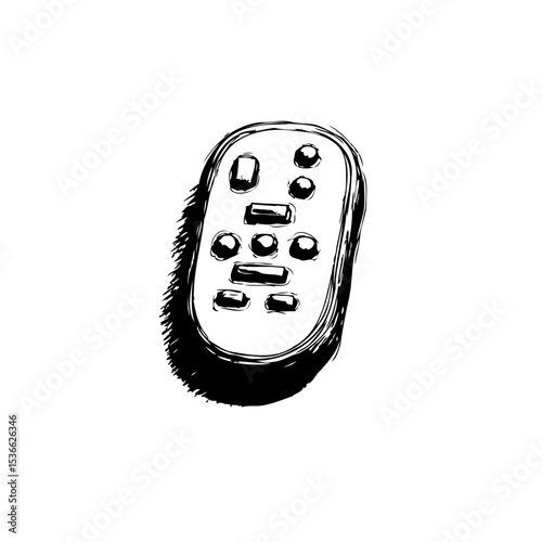 Sketch of a generic remote control device, representing modern home entertainment