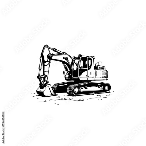 Simple excavator illustration for construction or industrial themed designs