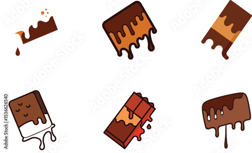 Flat Color Chocolate Bar Vector Illustration for Sweet Dessert Design.