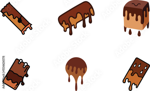Minimal Flat Chocolate Bar Vector Art for Candy and Snack Graphics.