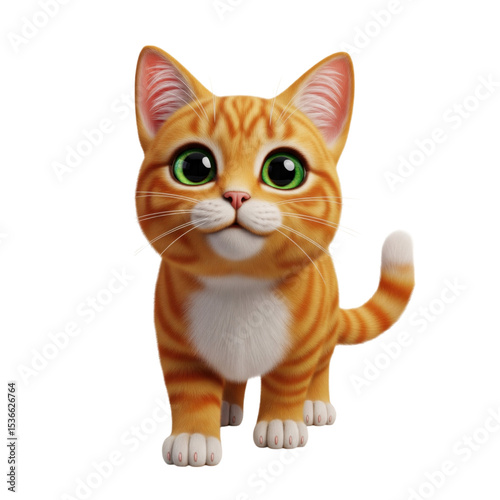 Adorable digital rendering of an orange tabby cat against a stark black backdrop