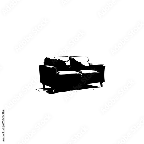 Monochrome elegance a minimalist black and white sofa illustration offering simplicity