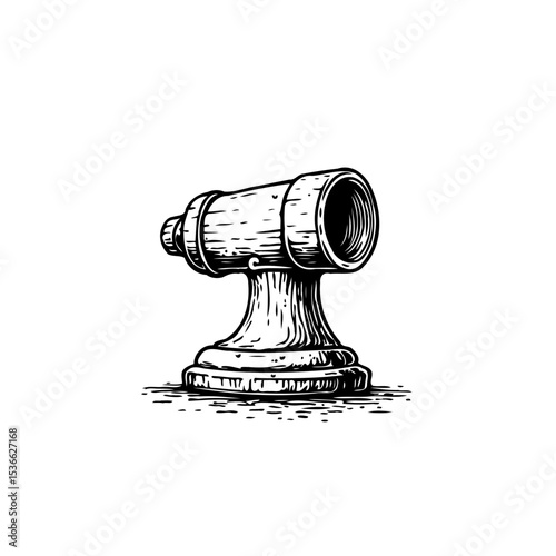 Monocular nautical antique engraved illustration isolated on white background