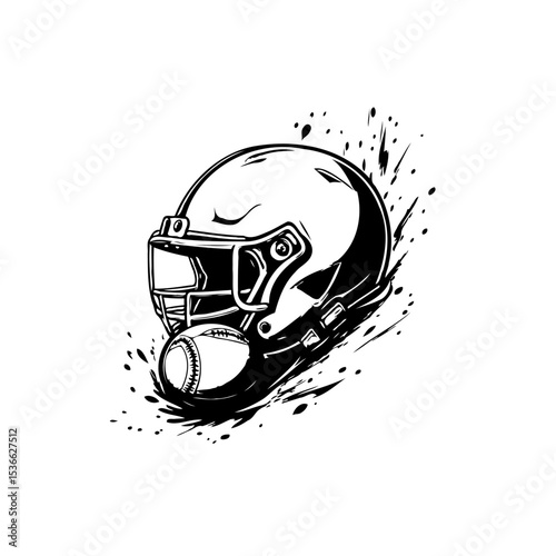 American football helmet and ball graphic design illustration vector