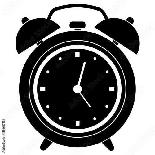 Alarm Clock Vector Illustration | Generative AI & Linocut Silhouette Design