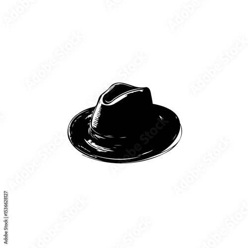 Elegant vintage fedora hat illustration in black and white for classic style