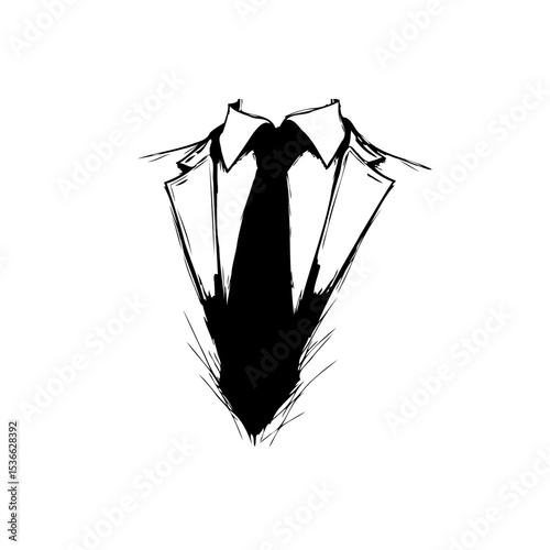 Stylized Suit and Tie Sketch: Elegant and Minimalist Formal Wear Illustration