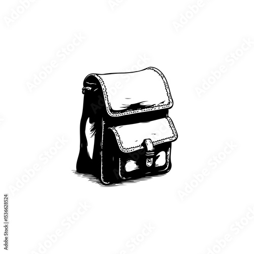 Vintage Messenger Bag Illustration: Hand-Drawn Style for Fashion and Travel Concepts
