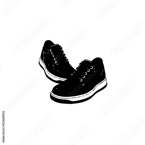 Monochrome sneakers illustration showcasing a classic footwear design aesthetic