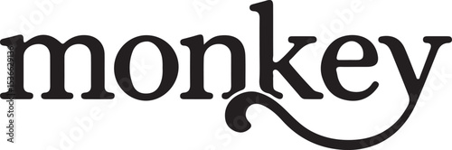 vector illustration of monkey text 