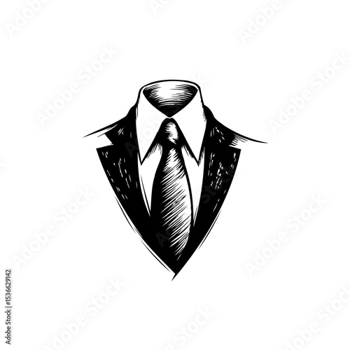 Elegant Suit and Tie Sketch: A Symbol of Professionalism and Sophistication