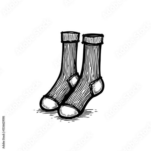 Hand-Drawn Wool Socks Illustration for Cozy Winter Vibes and Comfort Apparel Design