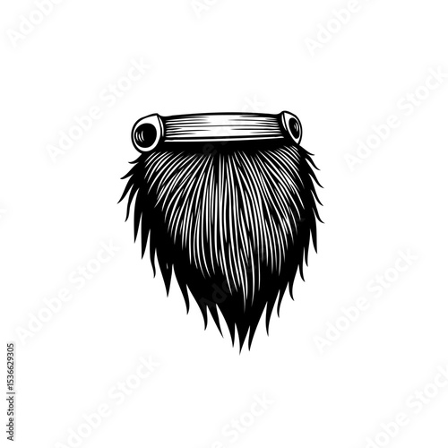 Viking beard with a metal hoop: an illustration of a brave warrior or a dwarf