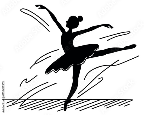 Silhouette of a Girl Dancer Vector Graphic of a Dancing Female Figure