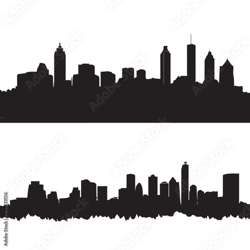 atlanta skyline silhouette set, Black & White silhouette set 