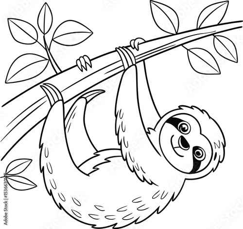 A Cute Sloth Hanging from a Tree Branch