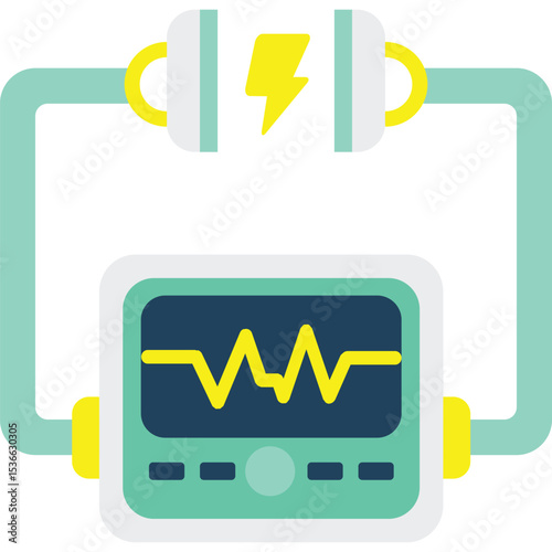 defibrillator vector flat illustration