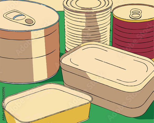 Blank Canned Food Metal Containers Isolated Tin Can Set