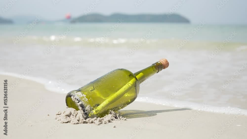 Message in a bottle (MIB) on a sand beach
