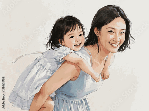 Carry the Sun Mother carrying her daughter isolated watercolor vector illustration svg