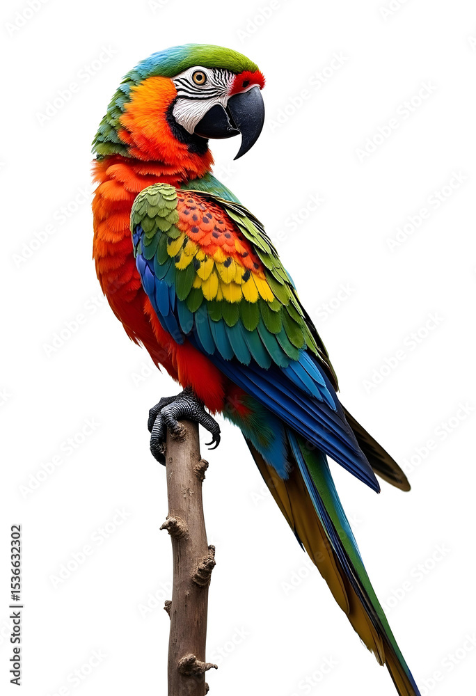 Fototapeta premium multicolored parrot sitting isolated on white background