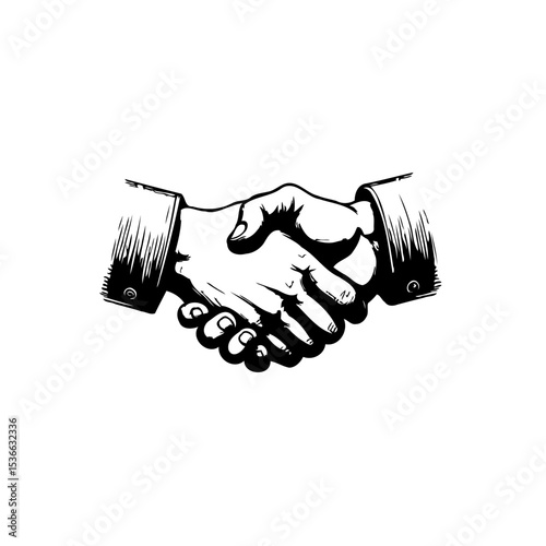 Elegant handshake silhouette illustration emphasizing cooperation and partnership