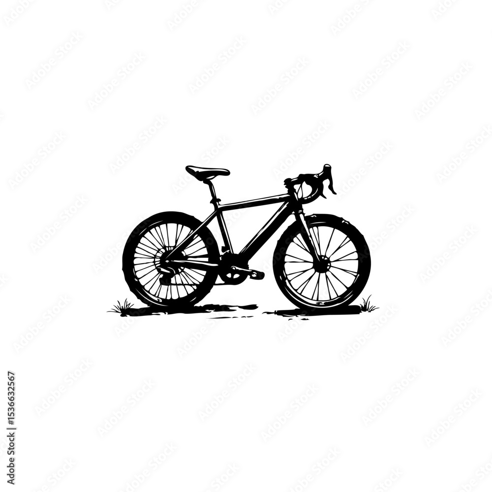 Fototapeta premium Elegant black and white bicycle vector illustration symbolizing freedom and adventure