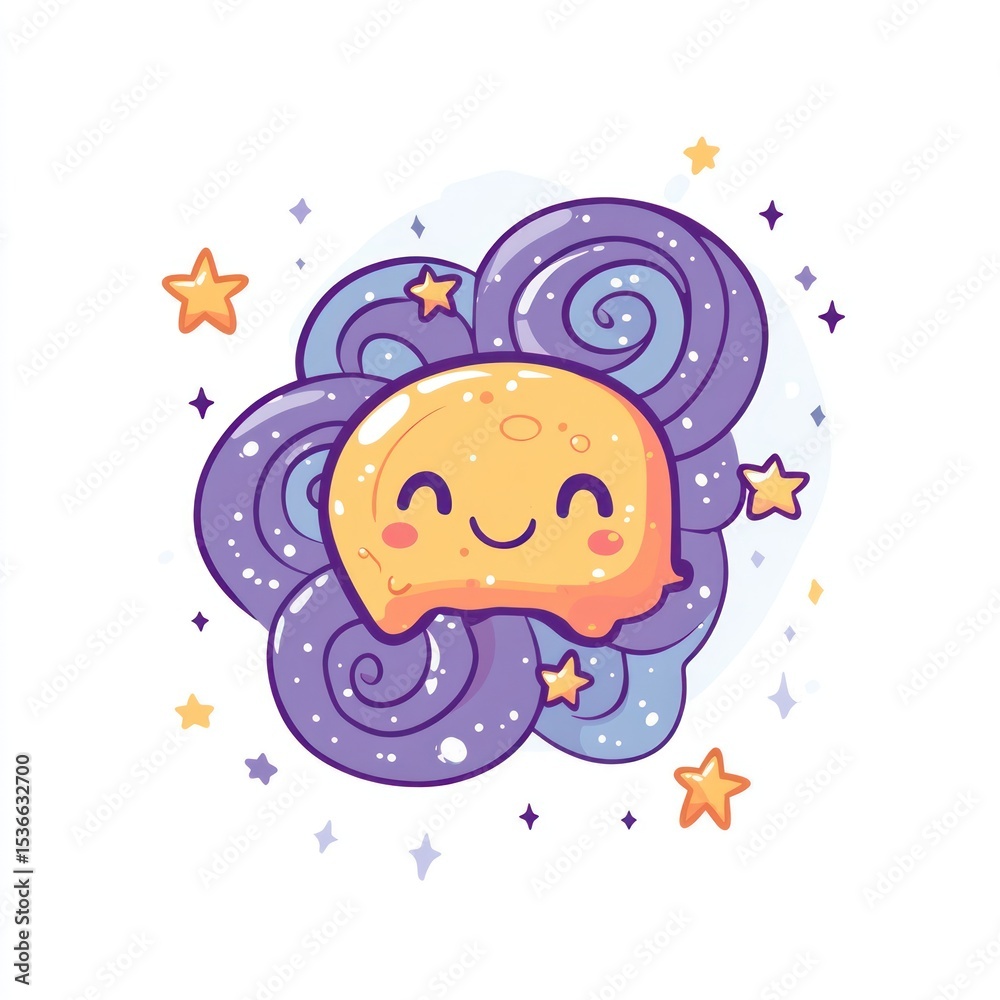 Cute cartoon moon in space Cute cartoon moon in space