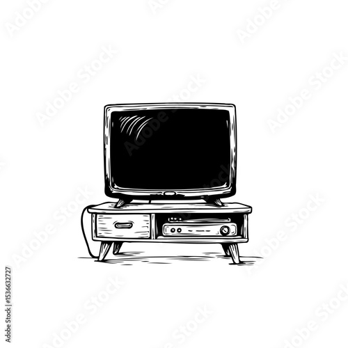 Vintage television illustration on a table, evoking nostalgia and simpler times