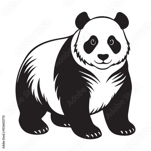 panda silhouette vector illustration logo sticker