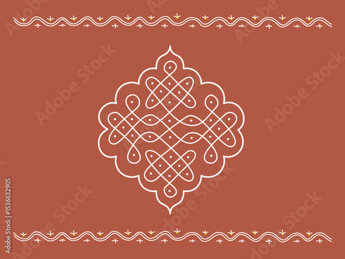 Traditional Indian Rangoli Pattern – Intricate Ethnic Brown Background for Diwali, Wedding, Festive Decor