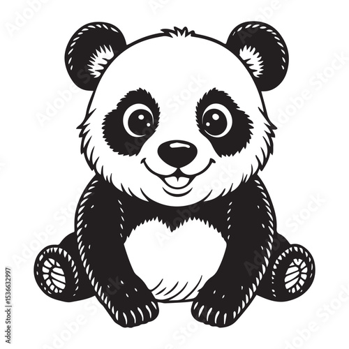 panda silhouette vector illustration logo sticker