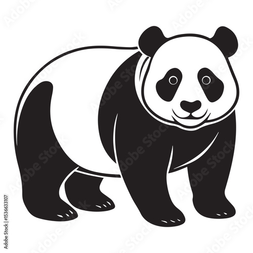 panda silhouette vector illustration logo sticker