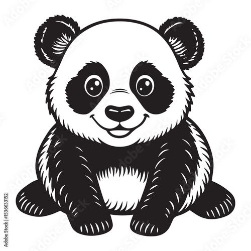 panda silhouette vector illustration logo sticker