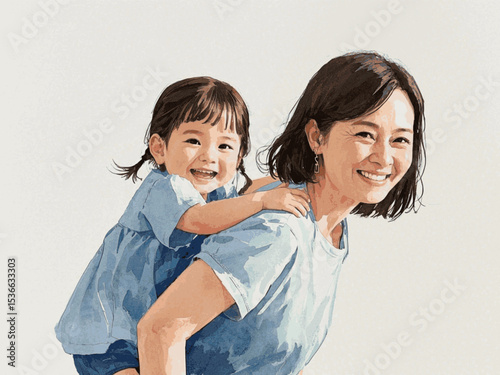 Hold of Home Mother carrying her daughter isolated watercolor vector illustration svg