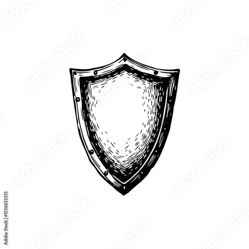 Hand-Drawn Medieval Shield: A Symbol of Protection and Heritage in Black and White