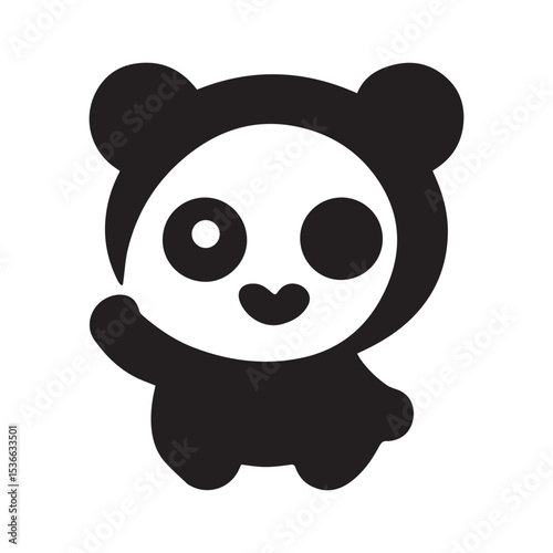 panda silhouette vector illustration logo sticker