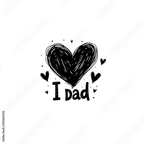 Artistic 'I Love Dad' Design with Scribbled Heart for Father's Day Celebrations
