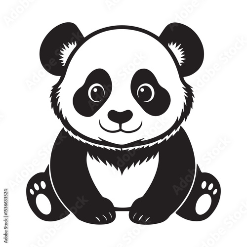 panda silhouette vector illustration logo sticker