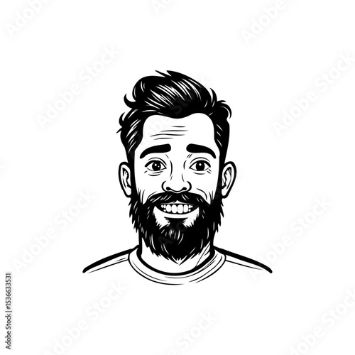 Stylish bearded man vector illustration with detailed hair and facial features