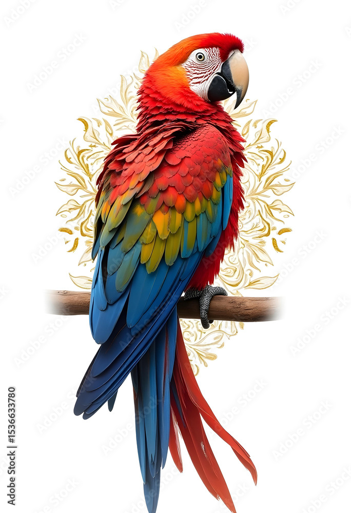 Obraz premium multicolored parrot sitting isolated on white background