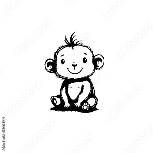 Adorable Cartoon Monkey Illustration: A Charming Design for Children's Products