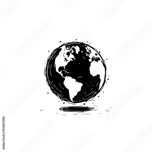 Sketchy Earth Globe: A Hand-Drawn Illustration of the World with a Global Focus