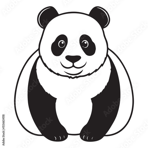 panda silhouette vector illustration logo sticker