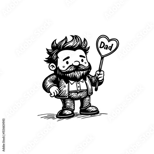 Adorable cartoon character celebrating father's day with a heartfelt heart lollipop