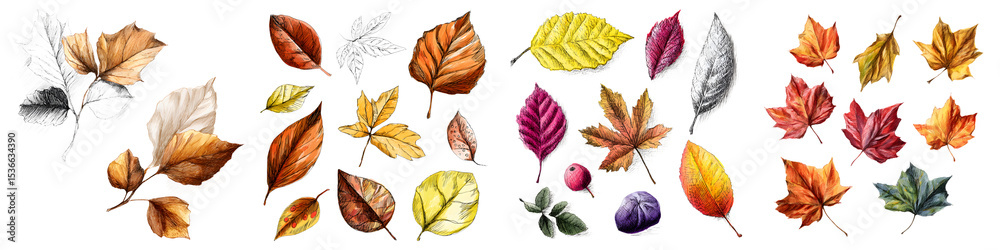 Obraz premium Colorful autumn leaves collection