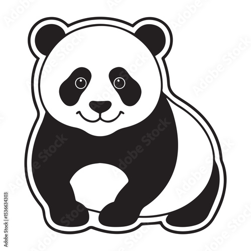 panda silhouette vector illustration logo sticker