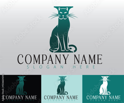 The design features a cat figure that elegantly merges with the curves of the letter I for a sleek look.