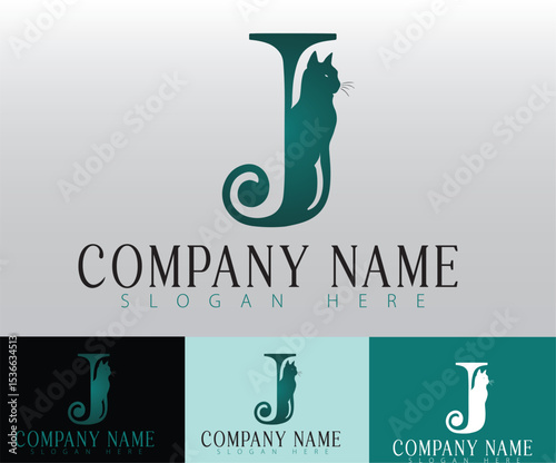 The letter J is artistically combined with a cat figure